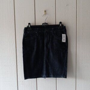 always in style denim pencil skirt, dark grey, size 6, new with tags